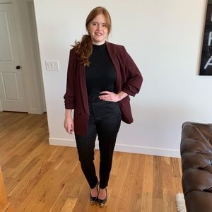 Black satin feel slacks w raised pattern